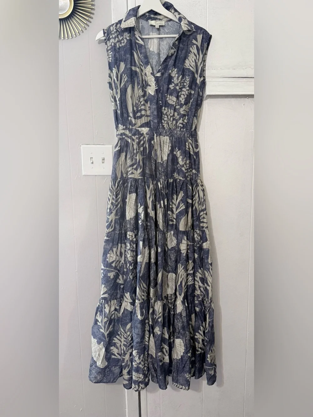 Pinch Navy & Cream Botanical Sleeveless Maxi Dress